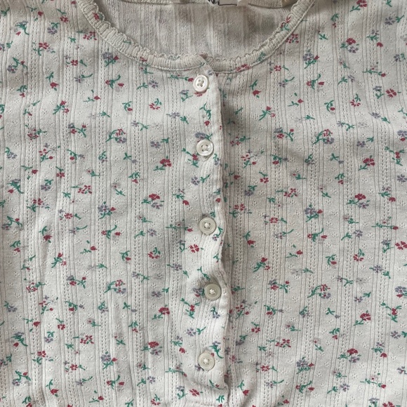 Doen Floral Pointelle Paola Tee Small - Picture 1 of 5